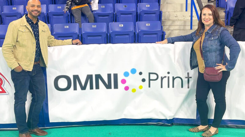 OMNI Print has banner at the Massachusetts Pirates Tsongas Center in Lowell MA.