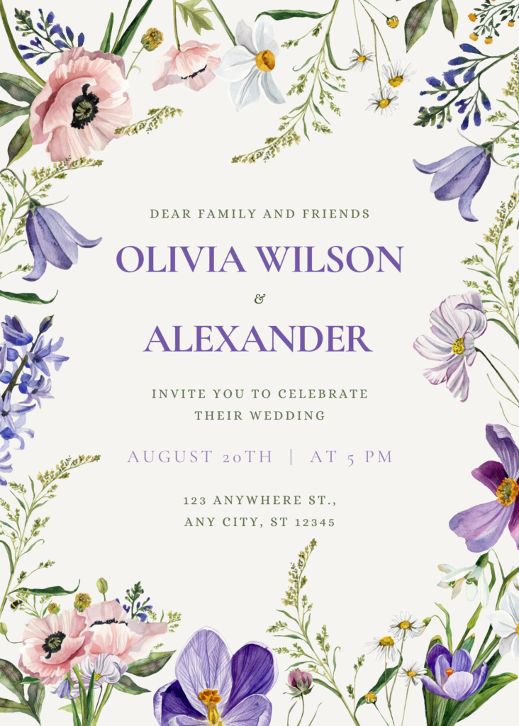 Floral wedding invitation