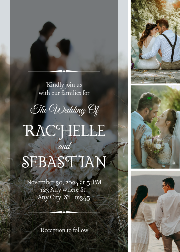 Elegant personalized wedding invitation with multiple pictures