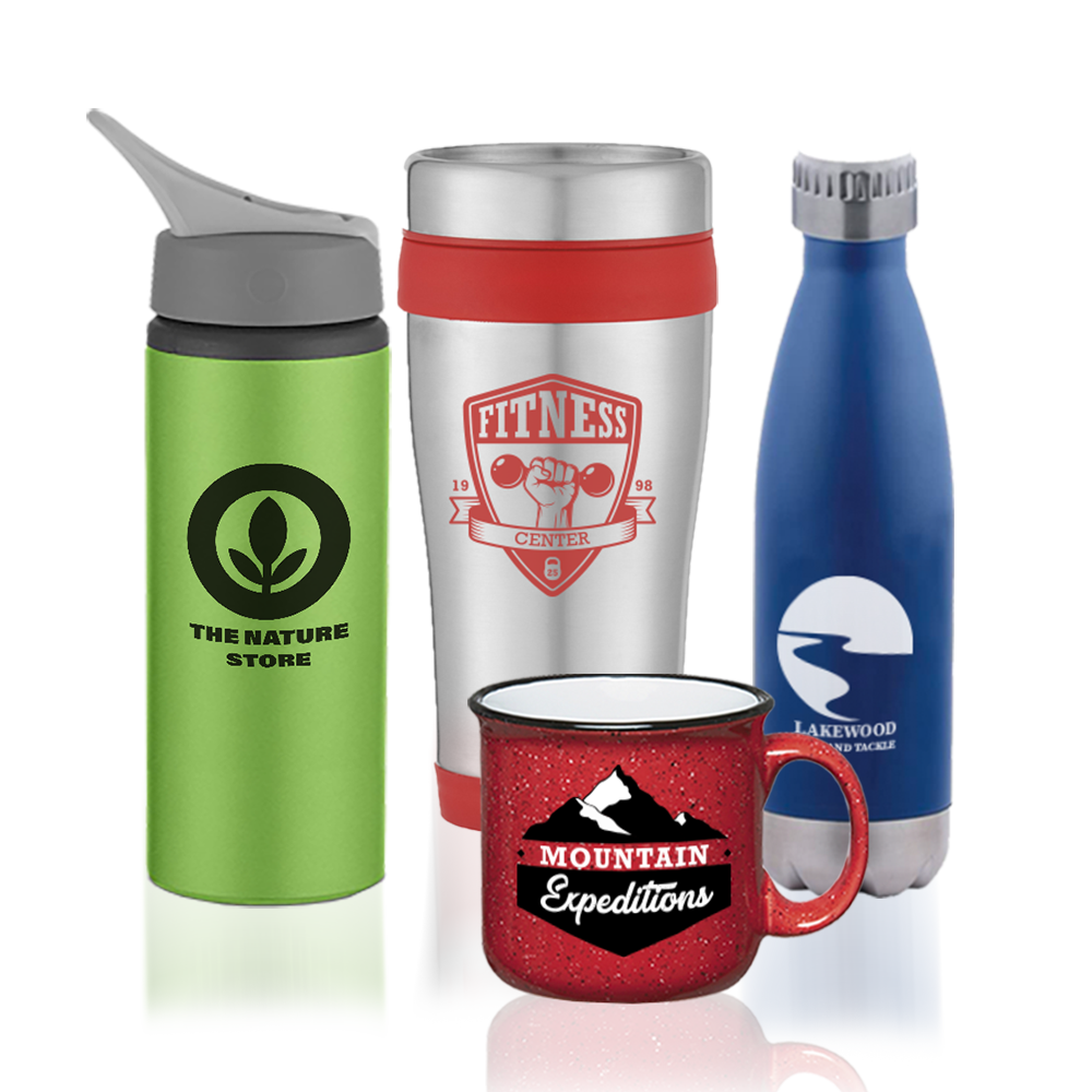 Personalized water bottles and cups as promotional items