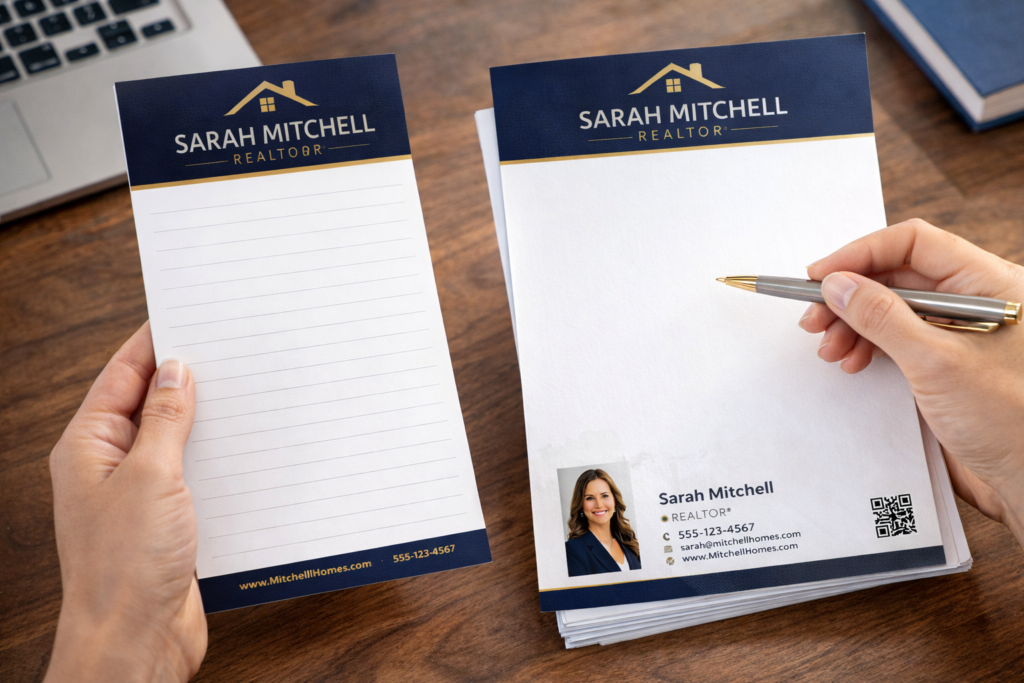 Personalized branded stationery and notepads  for real estate