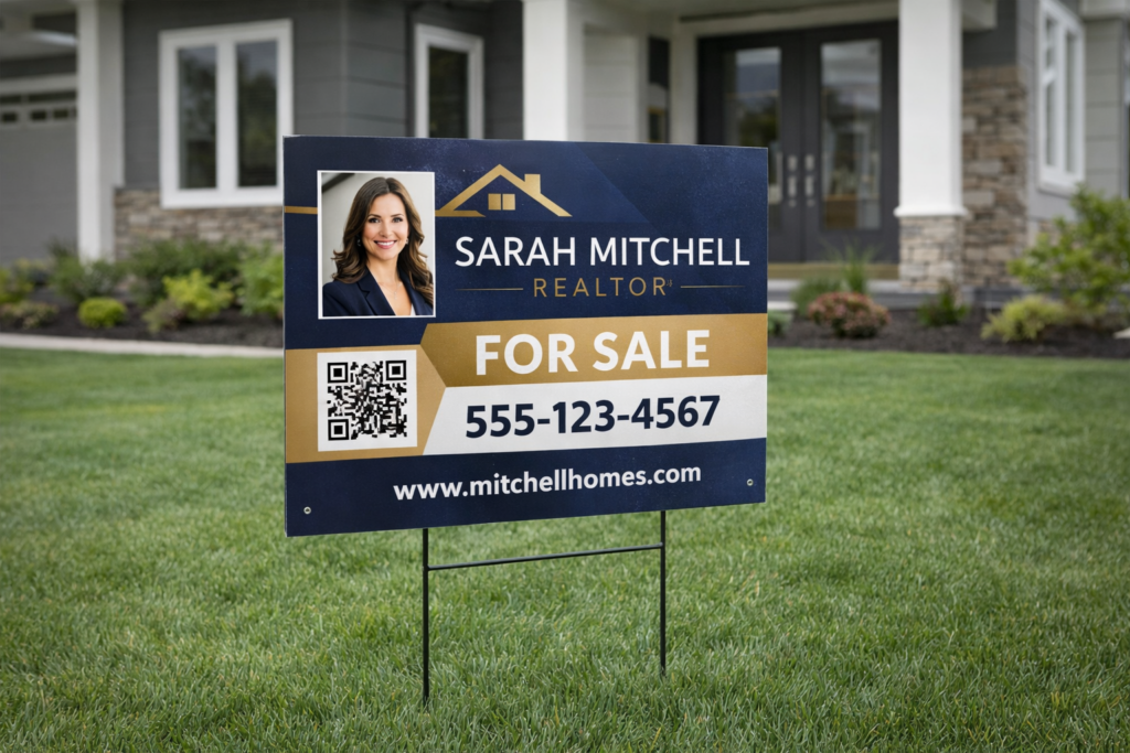 Personalized branded lawn sign for real estate