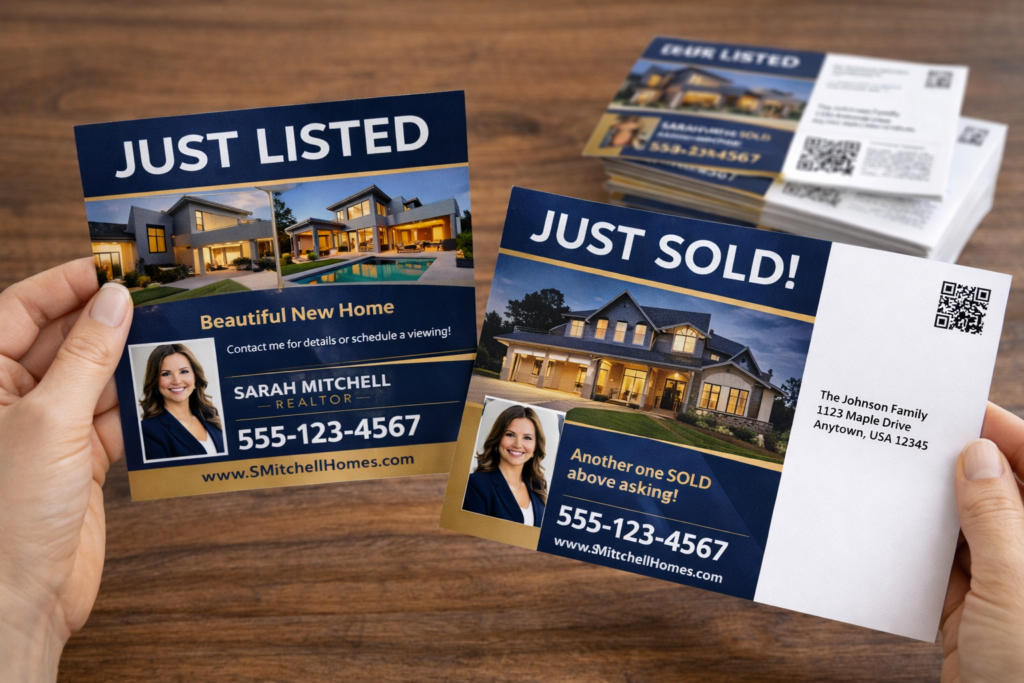 Personalized branded postcards and direct mail campaigns for real estate