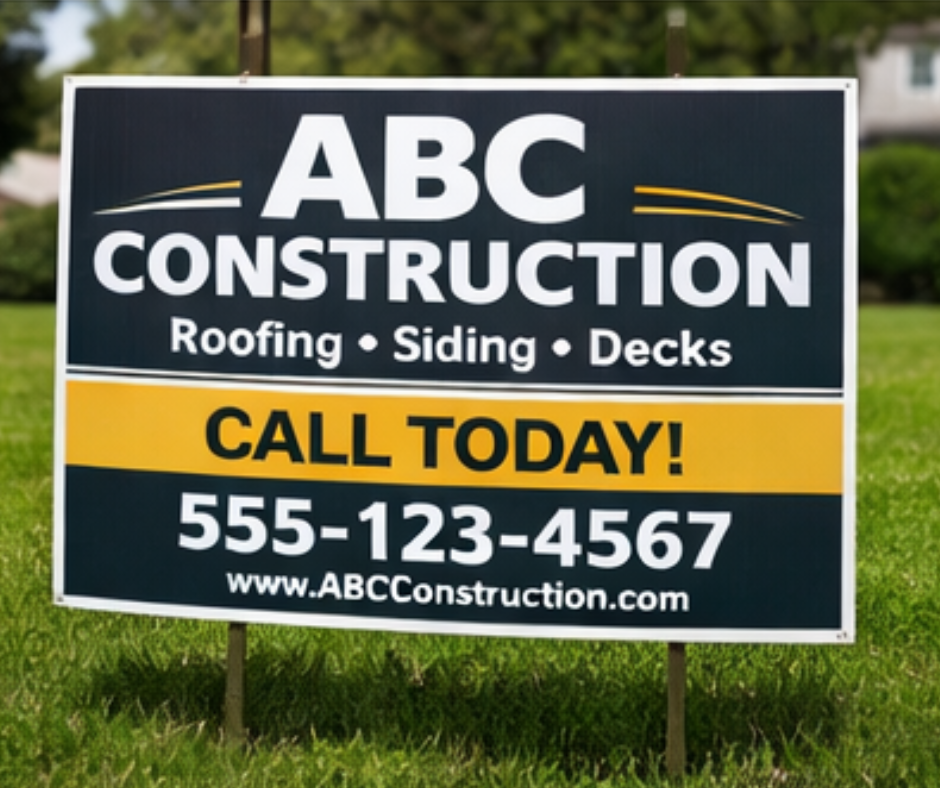Lawn sign for Construction Company