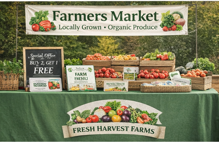 Farmers market personalized printed displays